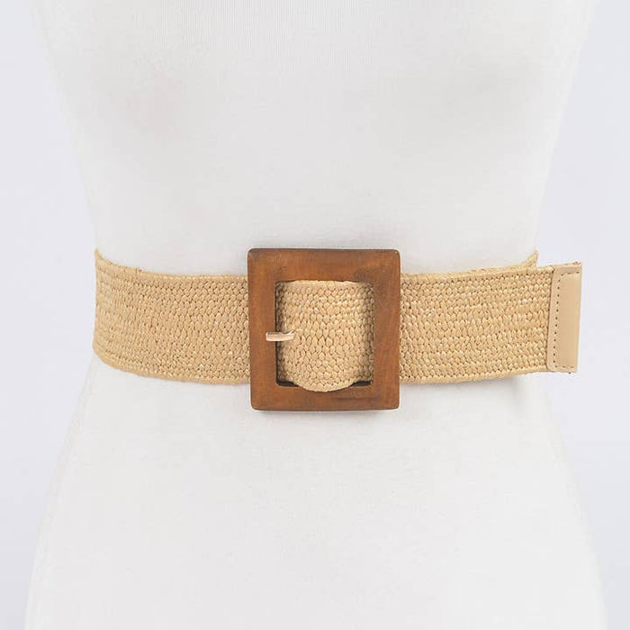 Wood Buckle Woven Belt