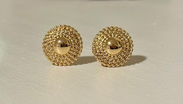 Gold Disk Clip On Earrings