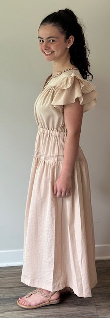 Contrast Stitch Ruffle Dress