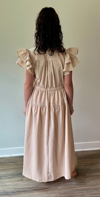 Contrast Stitch Ruffle Dress