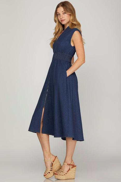 The Calista Drop Shoulder Denim Dress