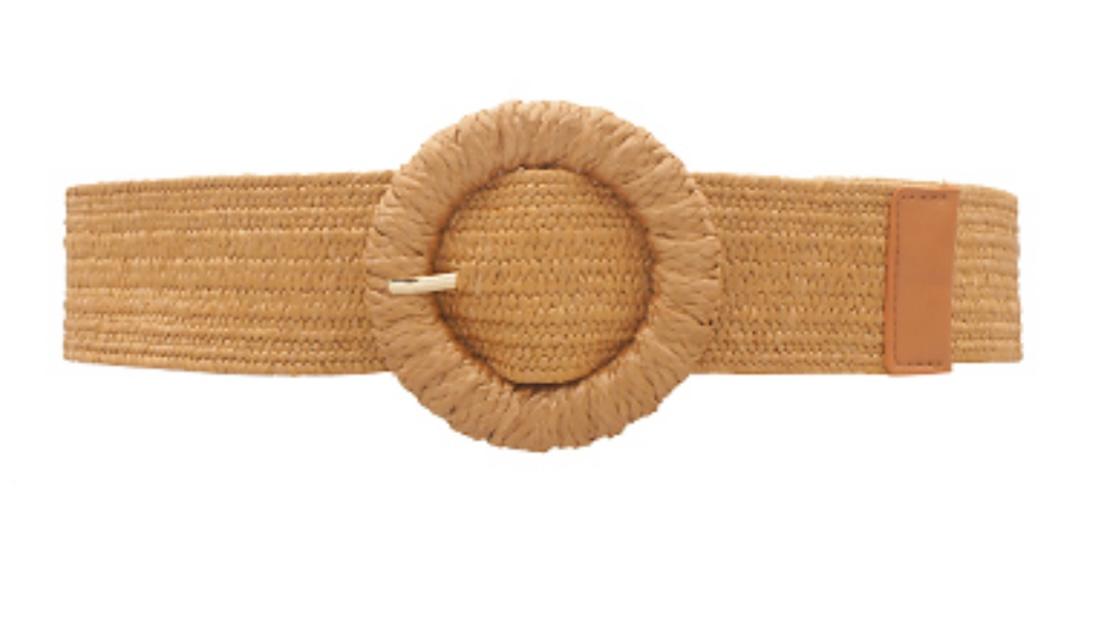 Circle Buckle Woven Stretch Belt