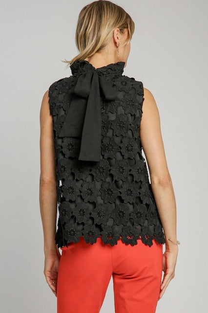 Floral Lace Bow Back Top