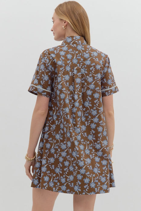Short Sleeve Floral Print Dress