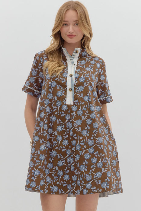 Short Sleeve Floral Print Dress