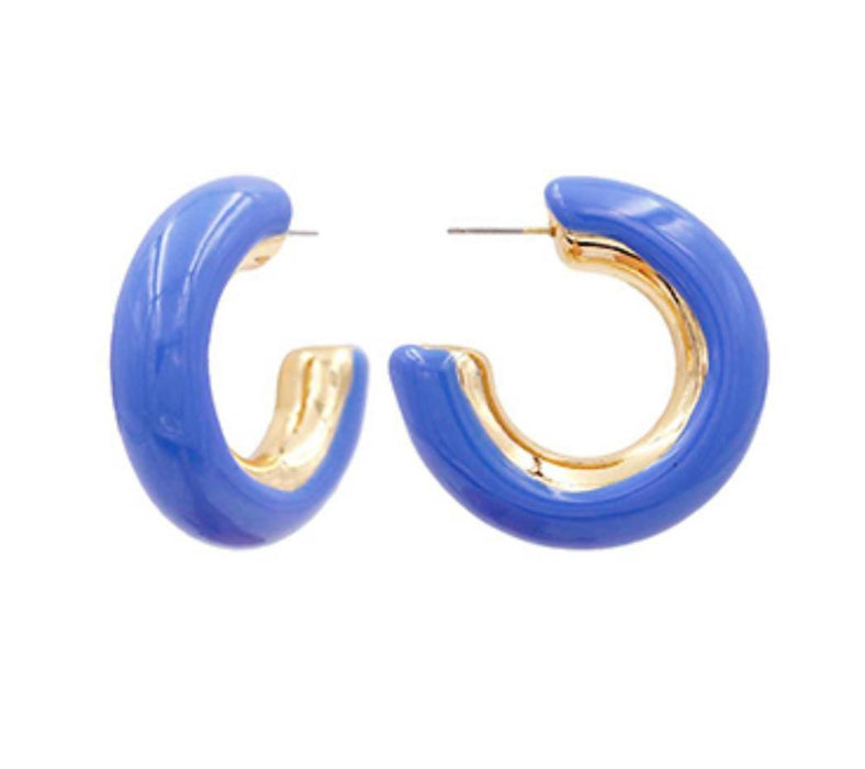 Blue Color Coated Hoop Earring