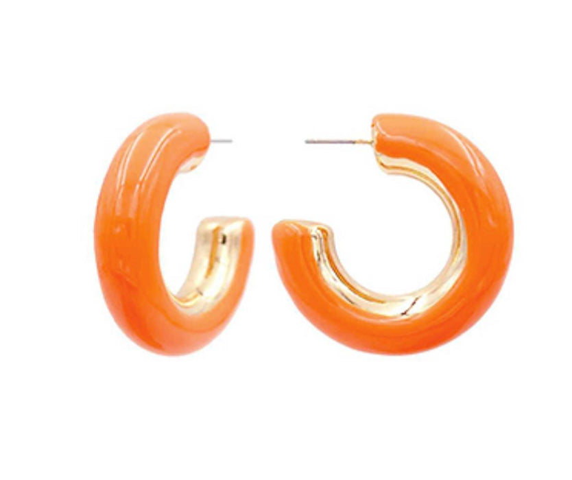 Orange Color Coated Hoop Earring