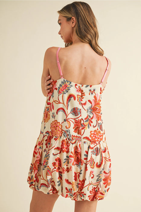 Bubble Hem Floral Print Dress