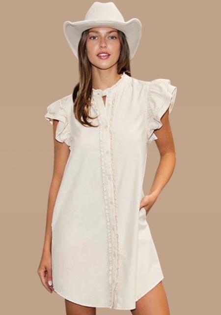 Shirtdress with Ruffle Sleeves
