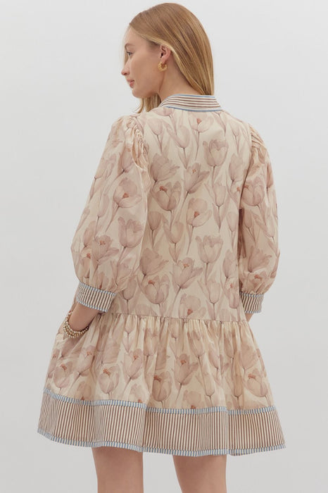 Floral Print Ruffle Hem Dress
