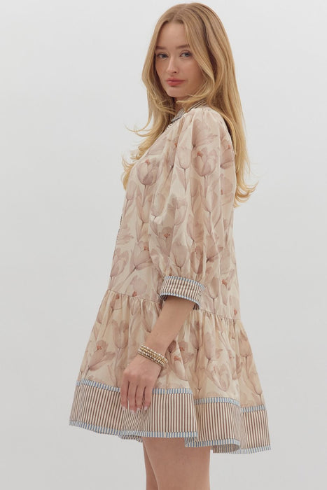 Floral Print Ruffle Hem Dress