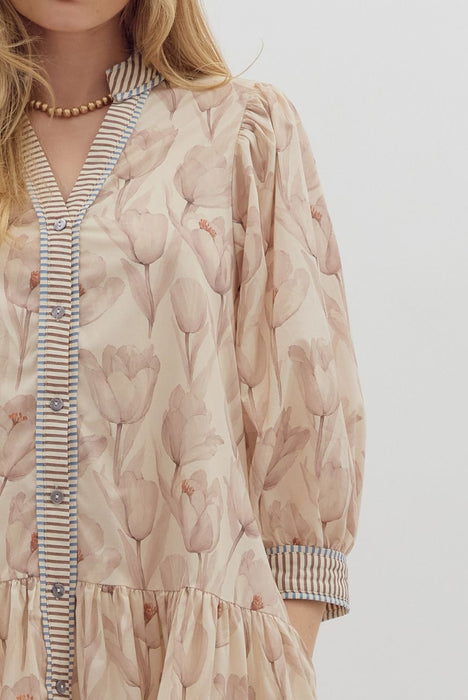 Floral Print Ruffle Hem Dress