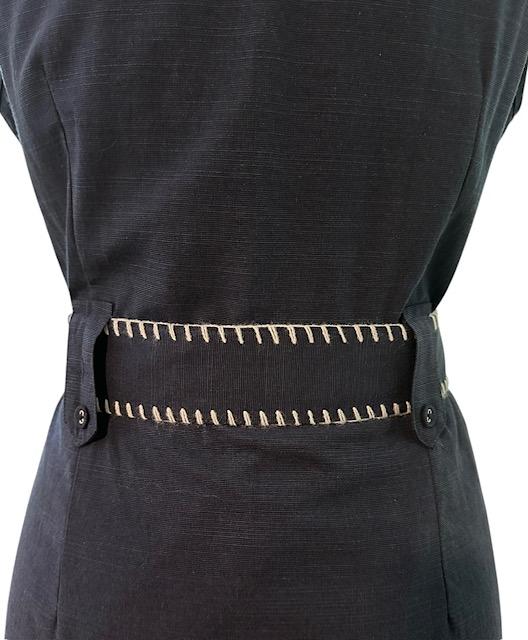 Contrast Stitch Belted Shirtdress