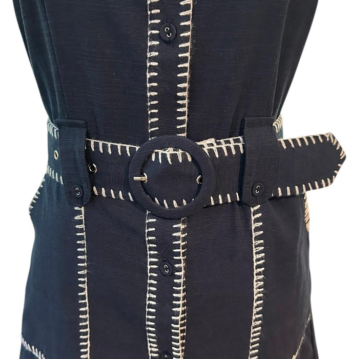 Contrast Stitch Belted Shirtdress
