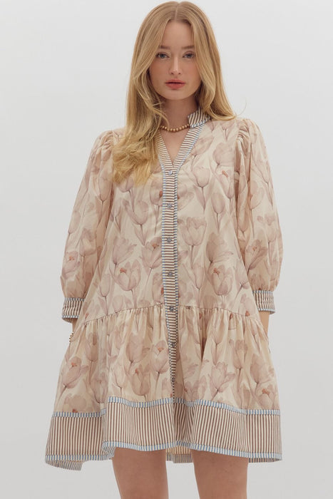 Floral Print Ruffle Hem Dress