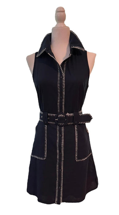 Contrast Stitch Belted Shirtdress