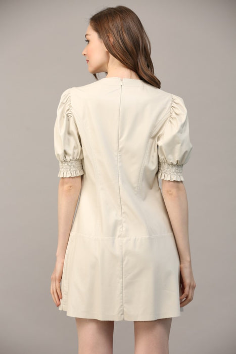 The Sydney Puff Sleeve Faux Leather Dress