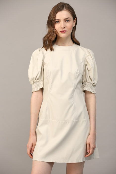 The Sydney Puff Sleeve Faux Leather Dress