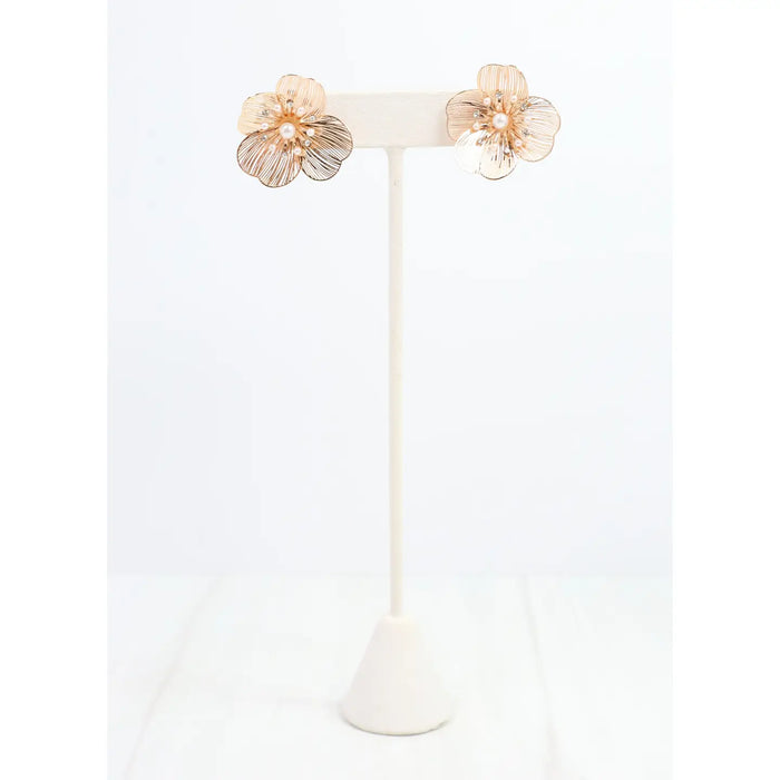 Flower Earring with Pearl Center