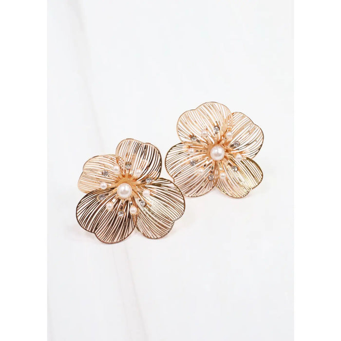 Flower Earring with Pearl Center