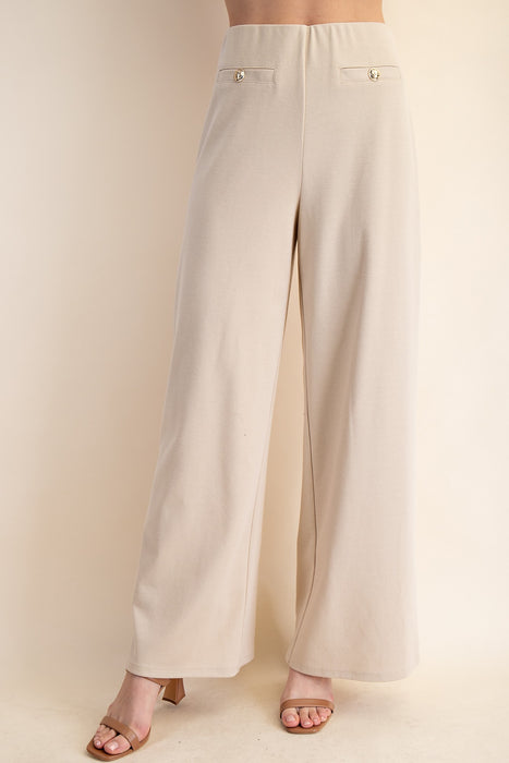 Straight Leg Button Detail Pant