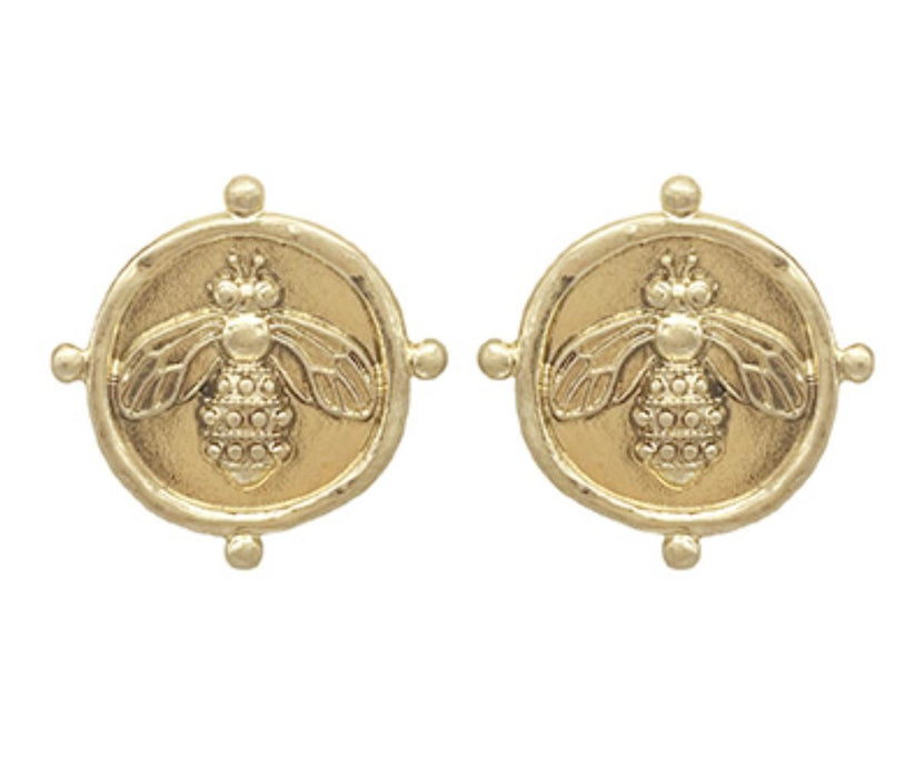 Vintage Inspired Gold Bee Earring