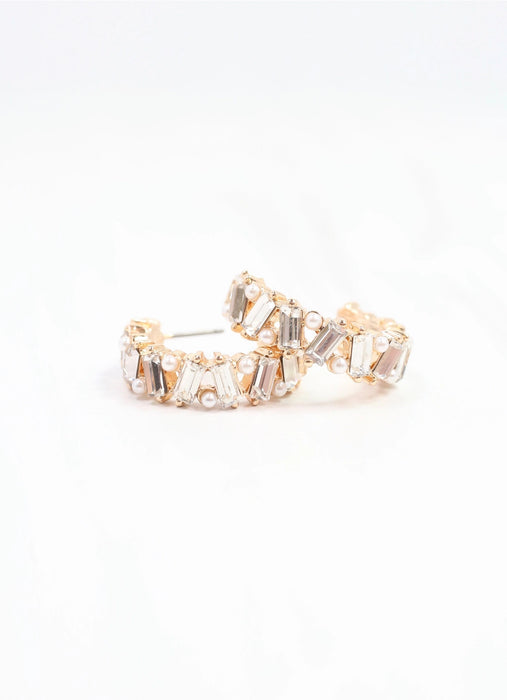 Pearl CZ Hoop Earring