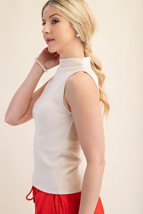 Sleeveless High Collar Top
