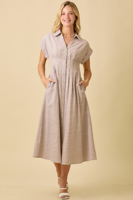The Bridgette Pleat Waist Shirt Dress