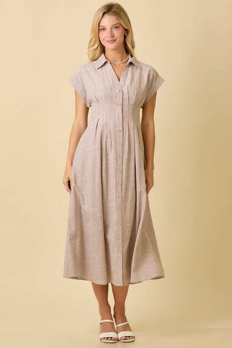 The Bridgette Pleat Waist Shirt Dress