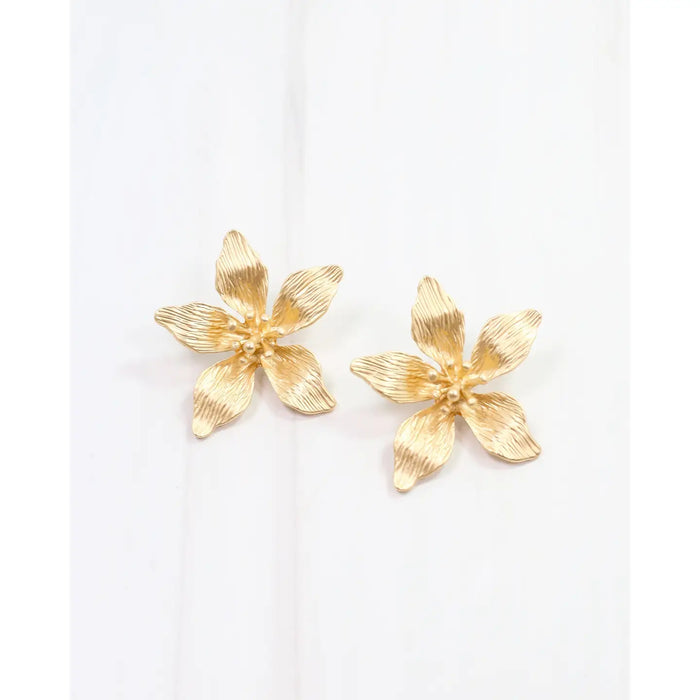 Matte Gold Statement Flower Earring