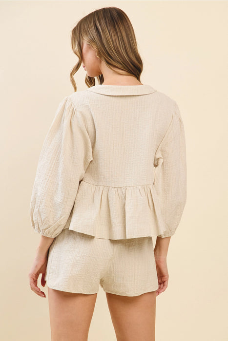 Textured Puff Sleeve Jacket