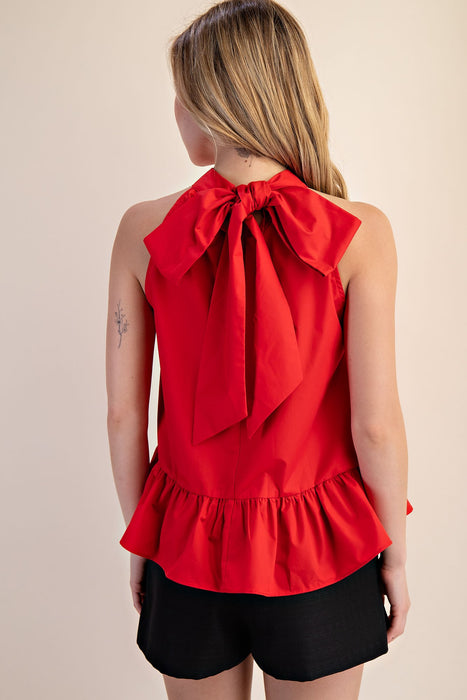 Bow Back Ruffle Halter Top