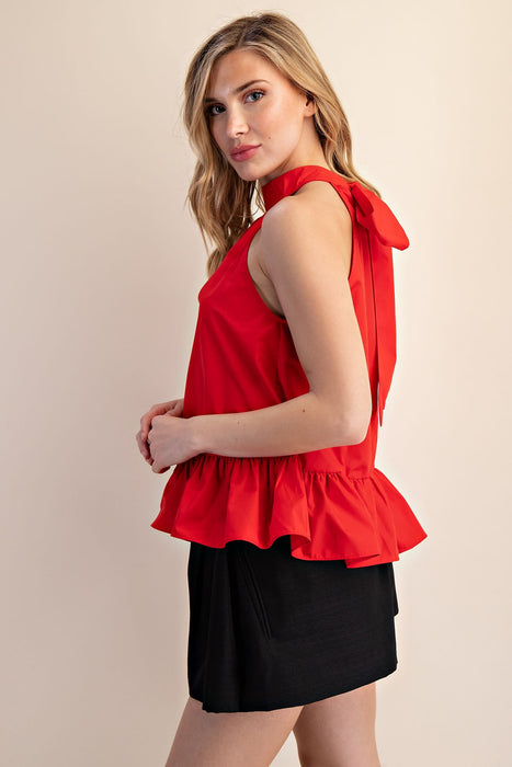 Bow Back Ruffle Halter Top