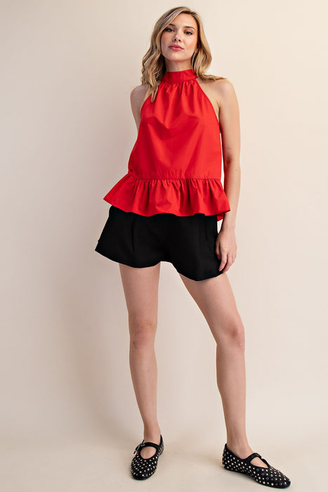 Bow Back Ruffle Halter Top