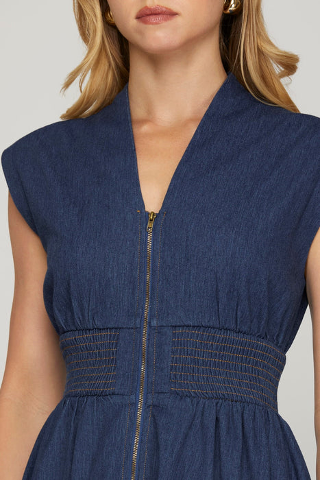 The Calista Drop Shoulder Denim Dress