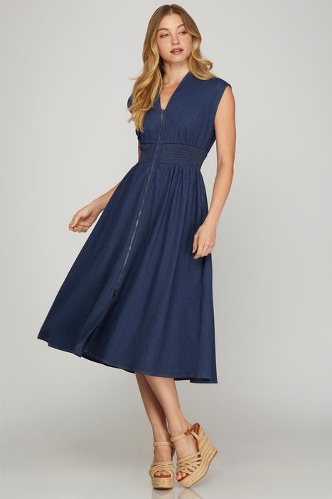 The Calista Drop Shoulder Denim Dress