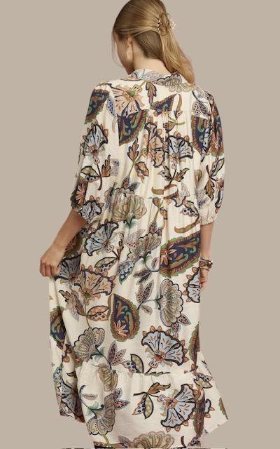 Boho Paisley Tiered Midi Dress